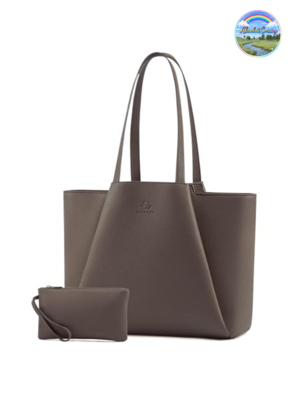 LOVEVOOK Laptop Tote Bag PU Leather Work Bag Triple Compartments